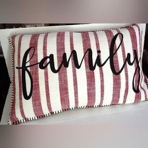 Ginny family sophia slub cotton whipstitch 16" X 26"  Red White Black pillow